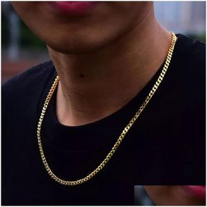 Chaînes New Gold Sier Miami Cuban Link Chain Mens Colliers Hip Hop Bijoux Drop Livraison Bijoux Colliers Pendentifs Dh5Ev