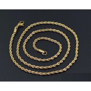 Chaines Nouvelles hip hop 18k Gold plaqué en acier inoxydable M Chaîne de corde torsadé Collier de cou femme pour hommes bijoux hiphop cadeau en gros Dhz0m