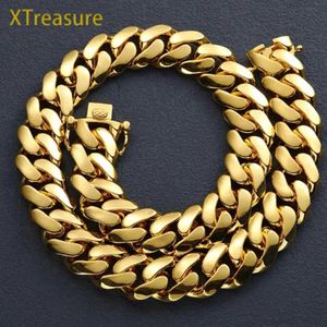 Chaines Nouvelles bijoux hip hop 20 mm Luxury lourd 18K Real plaque à or coutume Cuban Cubain Collier de chaîne de liaison cubaine pour hommes D240509