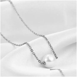 Chaînes NIBA Perles Collier en acier inoxydable Couleur Or Pendentif de perle d'eau douce pour fille Bijoux Drop Livraison Colliers Pendentifs OT80Q