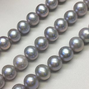 Chaînes Nice Grade 8-9mm Big Teint Gris Couleur Collier de perles d'eau douce en vrac Véritable Strand String 39cm de long