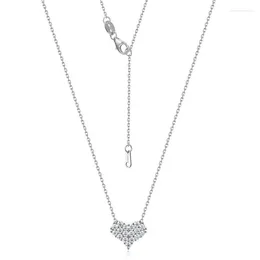 Chains NL019418 Lefei Fashion Trend Luxury Classic Full Moissanite Forever Heart Necklace for Charm Women 925 Silver Party Sieraden Gift