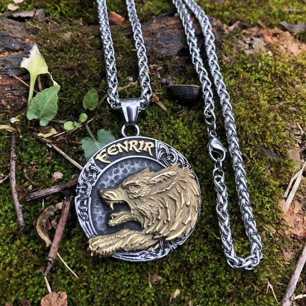 Chaînes Nordic Odin Wolf Viking Collier Pour Hommes Cadeau En Acier Inoxydable Pendentif Bijoux