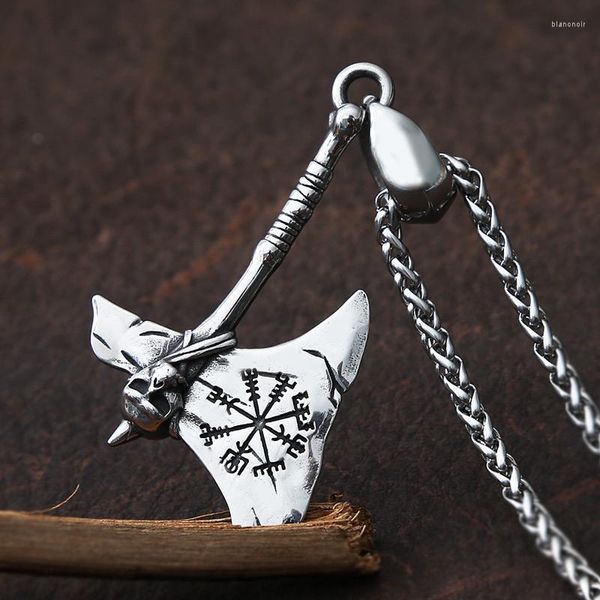 Chaînes Nordic Vegvisir Boussole Viking Axe Pendentif Collier En Acier Inoxydable Slave Amulette Pour Hommes Mode Norse Vikings Bijoux