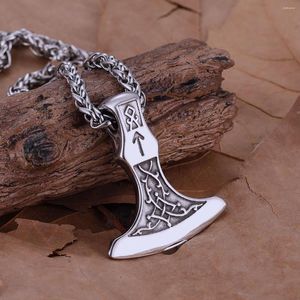 Cadenas Vikingos nórdicos Axe Rune Amulet Pense Punk Hip Hop Hop Street Cultivo Collar de acero inoxidable Símbolo de escandinavia Joya