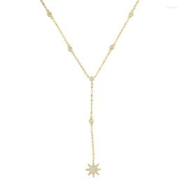 Kettingen North Star Charm CZ Station Lariat Y ketting 3 kleuren prachtige moderne vrouwen sieraden Sidn22