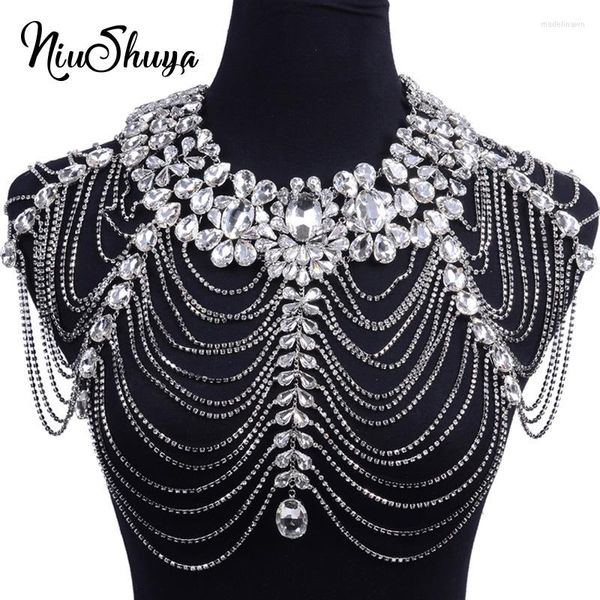 Chaînes NSY luxe Bling strass devrait collier gland mariée boléros cristal épaule mariage vestes robe accessoires