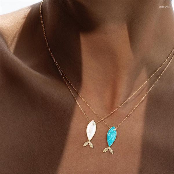 Chaînes océan poisson pendentif à breloque collier ras du cou pour femmes filles mode fête bijoux cadeaux E804