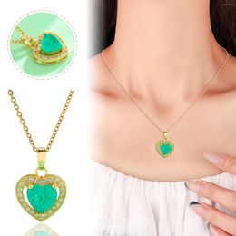 Chaînes Ocean Heart Crack Green Love Collier Féminin Titanium Acier Zircon Accessoires