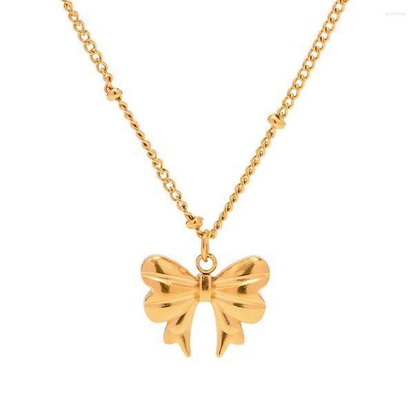 Chaînes En Ligne Celebrity Ins Wind 18K Plaqué Or En Acier Inoxydable Perle Chaîne Papillon Pendentif Collier Tendance Joker Bijoux