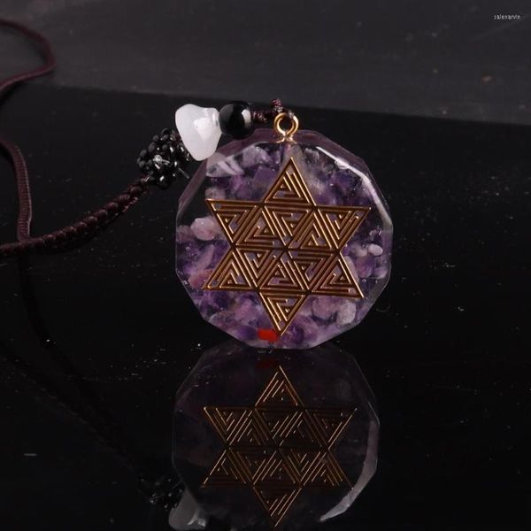 Chaînes Orgone Énergie Améthystes Pierre Naturelle Collier Pendentifs Druzy Reiki Guérison Pendule 35 10mm Bijoux Faits À La Main Colliers