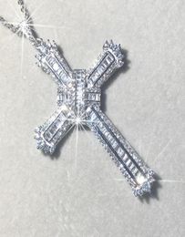 Chaines Original 925 Silver Exquisite Bible Jésus Collier Pendant Femmes Men Luxury Bijoux Fine Crucifix Charme Diamondchains simulé7292883