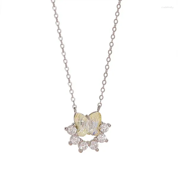 Chaînes Original Chasing Light Butterfly Collier pour les femmes Mode fraîche Classique S925 Collier en argent sterling Chaîne Bijoux de luxe Cadeaux