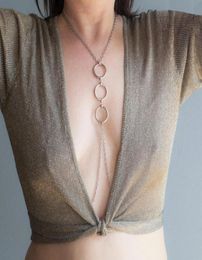 Chaînes Oring collier au cercle de mamelon collier de jour discret avec chaîne bijoux de corps Sexy bijoux soumis 6086428