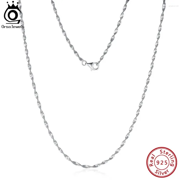 Chaines Orsa Jewels Italian Double Lay Water Wave Wave Chain Collier pour femmes 925 Bijoux du cou délicat en argent sterling SC75