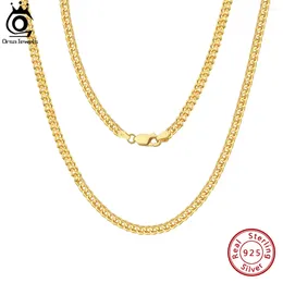 Chaines Orsa Jewels italien authentique 925 argent sterling 2,5 mm Chaîne de liaison pour les hommes Femmes Trendy Collier d'origine bijoux NMN08