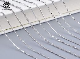 Chaines Orsa Jewels Real 925 Colliers en argent Chaîne de liaison de base 40-60 cm Boîte twardée Femmes Men Collier Dropship Osc1815605812