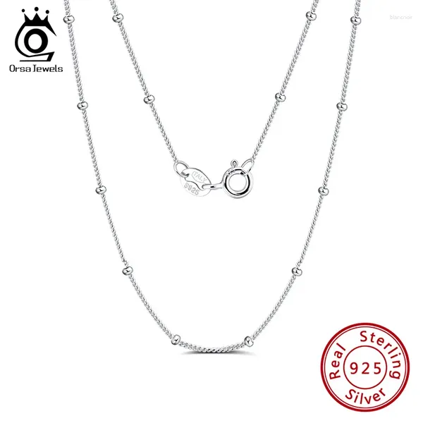 Chaines Orsa Jewels Real 925 Collier de chaîne latérale en argent sterling avec des perles de balle de 2 mm pour femmes beaux bijoux d'anniversaire Gift SC22