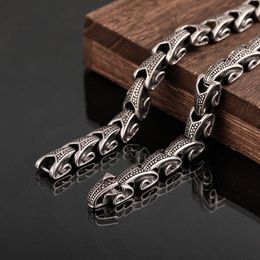 Cadenas Ouroboros Longitud variable Dragon Link Hombres Joyería Punk 316L Acero inoxidable Método de desgaste Collares de cadena 1pc Con caja de madera