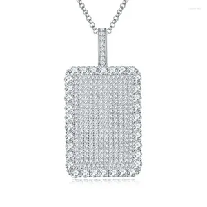 Cadenas P3-0077 Lefei Fashion Trendy Luxury Classic Moissanite Full Diamond-Set Rrectangle Collares para mujeres S925 Joyería de plata Regalo