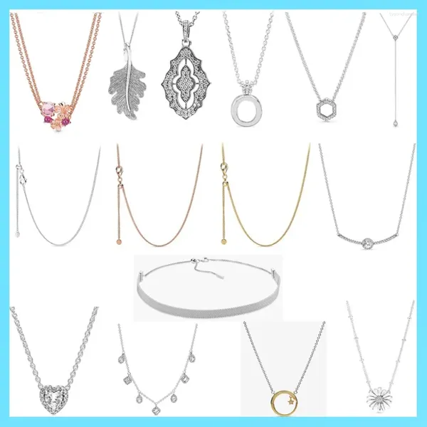 Chaînes Pan 925 en argent sterling 1: 1 dames tempérament simple sourire marguerite amour étoile feuille couronne collier rond bijoux