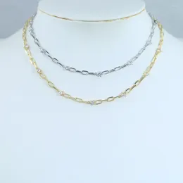 Kettingen Paperclip Ketting Verharde 5A Zirkoon Witte Steen Met Goud Zilver Kleur Kettingen Voor Vrouwen Chocker Party Mode-sieraden