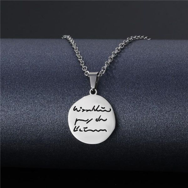 Collar con colgante de disco redondo Parsonality para hombre y mujer, gargantilla de cadena con letras árabes, joyería de acero inoxidable, regalo de amuleto