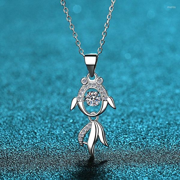 Chaînes ont passé le test de diamant, coupe parfaite, pendentif sirène en moissanite 0,3ct, collier en argent sterling 925, bijoux pour femmes