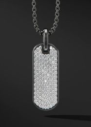 Cadenas Pave Cz Tag de ejército Men Collar Collar de moda Caja de acero inoxidable Ncklace para Jewerly Gift9878651