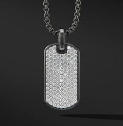 Cadenas Pave Cz Etiqueta del ejército Men Collar Collar de moda Caja de acero inoxidable Ncklace para Jewerly Gift5077307