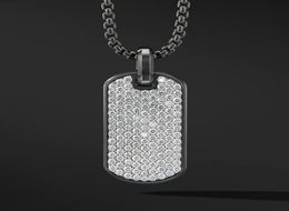 Kettingen Pave CZ Army Tag Hanghangende mannen Ketting Fashion Roestvrijstalen doosketen Ncklace NCKLACE FOR JEERLY GIFES5235999