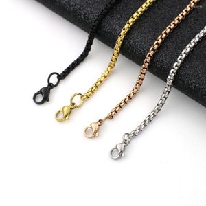 Ketens parelketting ketting 3 mm goud verzilverde roestvrij staal lange colar choker mannen vrouwen unisex collier sieraden