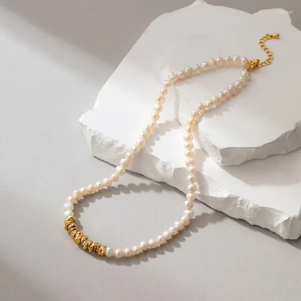Chaînes Perle Collier d'or pour femmes Perles d'eau douce naturelles Pendentif Design original Bijoux Teen Cadeau