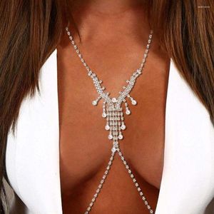 Kettingen Parel Onregelmatige Ketting Crystal Borst Sieraden Voor Vrouwen Strass Body Chain Lingerie Bikini Accessoires Decor