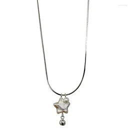 Chaines Perle-Necklace For Women Girl Collier d'étoile de perle d'eau frais
