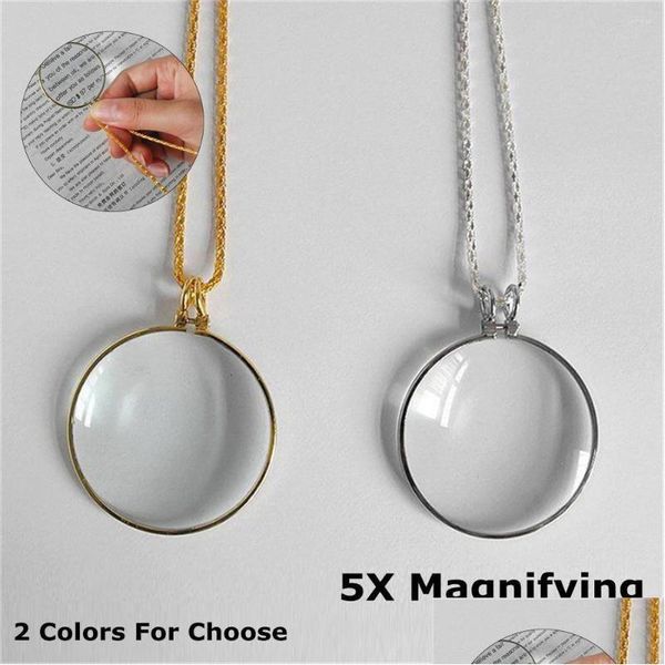 Chaînes Pendentif Bijoux Collier Chaîne Loupe Loupe 5X Lentille de Lecture Drop Livraison Colliers Pendentifs Dhgarden Dhhfx