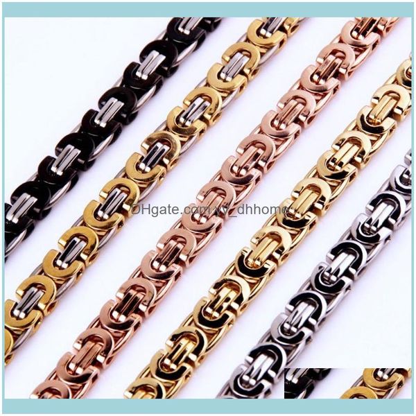 Cadenas Colgantes Cadenas De Joyería Collares De Estilo Bizantino De 6 Mm Para Hombres Mujeres Cadena De Acero Inoxidable Sólido Punk Hip-Hop Accesorios De Joyería Para Niños