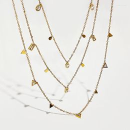 Ketens peri'sbox sierlijke waterdruppel driehoek rechthoek cz zirkoon charme choker ketting voor vrouwen roestvrijstalen dunne ketting kettingschai