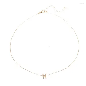 Kettingen Persoonlijkheid Letter H Hanger Choker Ketting Glanzende Vrouwen Temperament Zoete Cool Sleutelbeen Hals Sieraden Verjaardag G