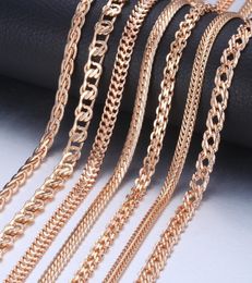 Chains Personnalisez le collier pour femmes hommes 585 or rose Venitian Curb Snail Foxtail Link Bijoux de mode 50cm 60cm CNN119686613