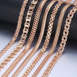 Chains Personnalisez le collier pour femmes hommes 585 or rose Venitian Curb Snail Foxtail Link Bijoux de mode 50cm 60cm CNN115044914