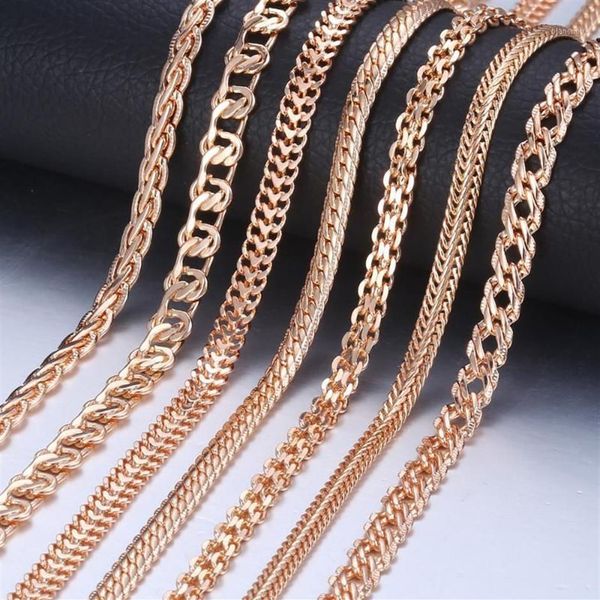 Catene personalizzano la collana per donne uomini 585 rosa oro veneziano marciapiede a lumaca flacail link gioielli di moda 50 cm 60 cm cnn11233e