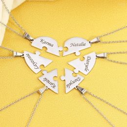 Kettingen Gepersonaliseerde Charme Rvs Hanger Naam Jigsaw Hart Ketting Voor Vrouwen Sieraden Mannen Familie