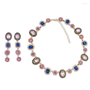 Chaines Boucles d'oreilles à franges de fleurs personnalisées Collier de perle colorée