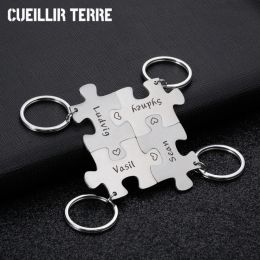 Chaînes cadeau personnalisé, porte-clés personnalisé, gravure Laser, accessoires de Puzzle, porte-clés gravés, anniversaire d'un ami