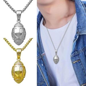 Kettingen gepersonaliseerde rugby ketting vintage elegante punkstijl roestvrijstalen honkbalknuppel alle match sieraden verjaardag cadeauchains godl22