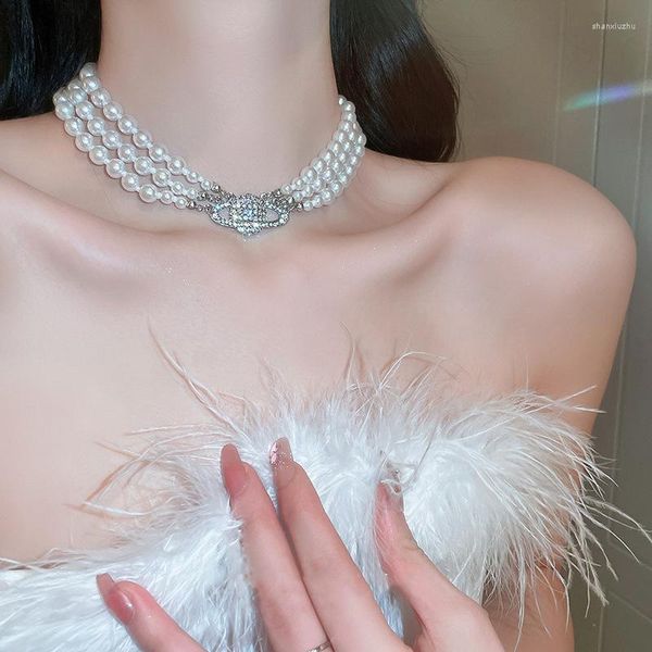 Chaînes Personnalisé Conception Spéciale Baroque En Forme De Perle Collier Irrégulier Clavicule D'eau Douce Chaîne Ins Style Pour Les Femmes