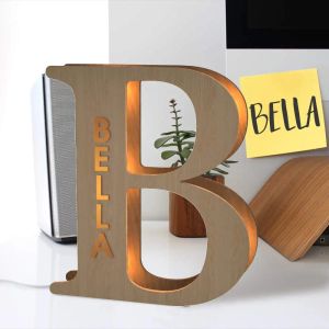 Chaînes Décoration murale personnalisée LED Veilleuse 26 Lettre avec nom gravé Lumière pour couples Chambre de bébé Chambre Lampe en bois personnalisée