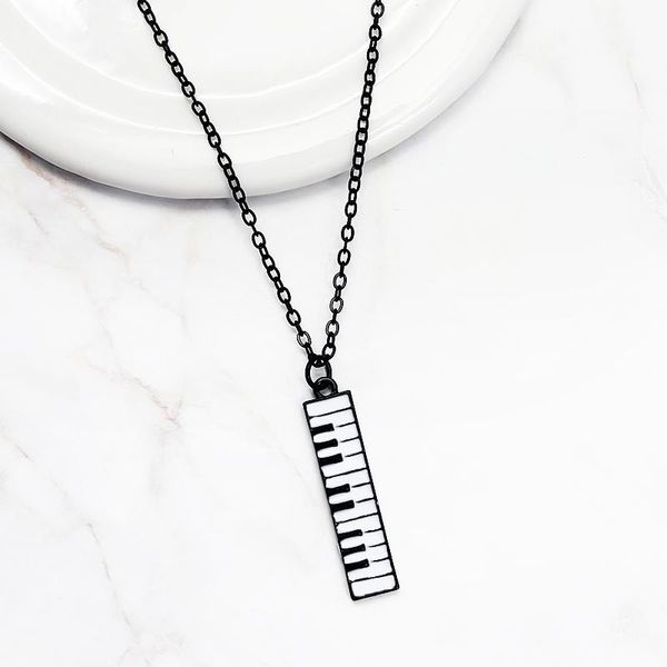 Cadenas Piano teclado colgante collar órgano electrónico negro blanco música para mujeres niños gargantilla joyería regalos cadenas