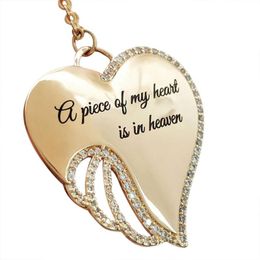 Chaînes Pièce Alliage Diamant De Dans Ange Coeur Pendentif Plume Heavenly Love Is My A Colliers Pendentifs